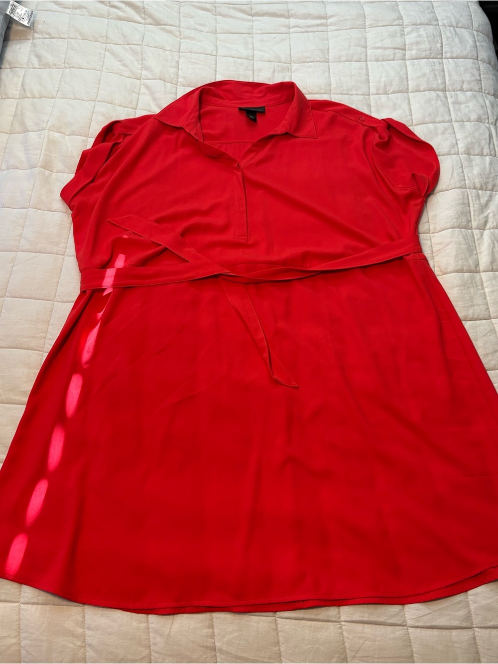 Lane Bryant Red Tie Waist Shirt Dress Plus Size 26/28